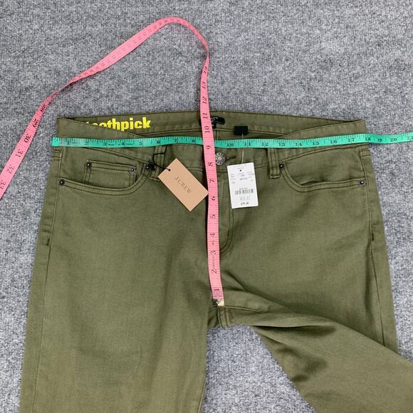 J Crew Jeans Mens 33 Ivy Green Toothpick Ankle Super Skinny Stretch 5 Pocket - Picture 5 of 11